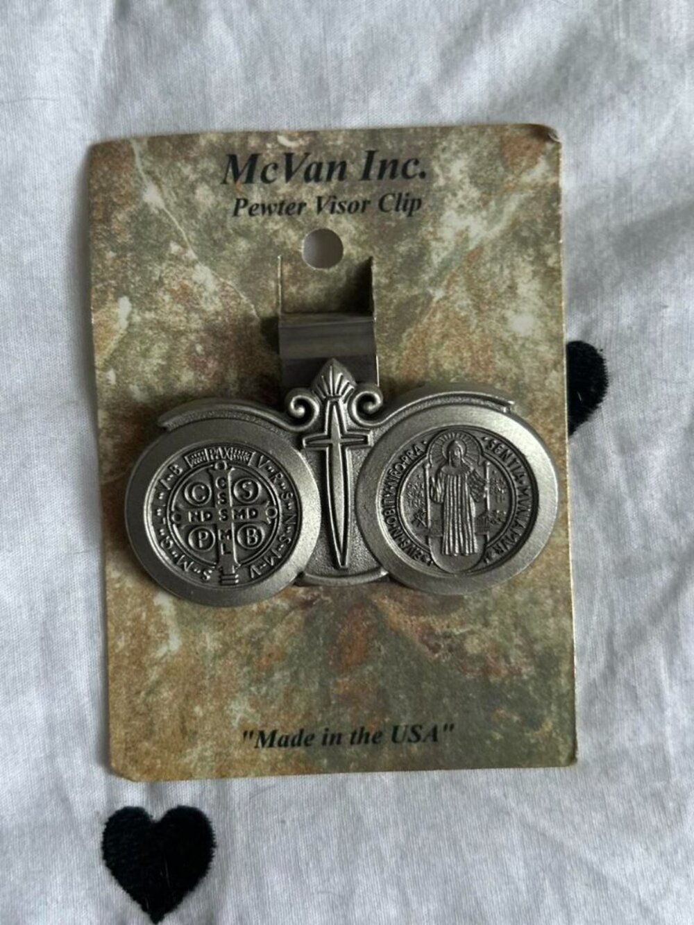 New Pewter Religious Visor Clip